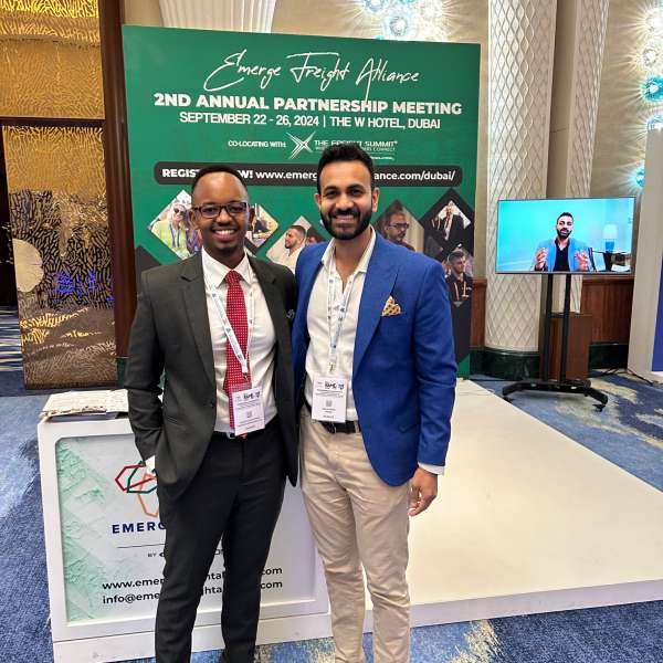 Davis Mukyenga, Group Head - Corporate and Legal at Multilines International, networks with industry leaders at the FIATA-RAME Conference in Dubai.